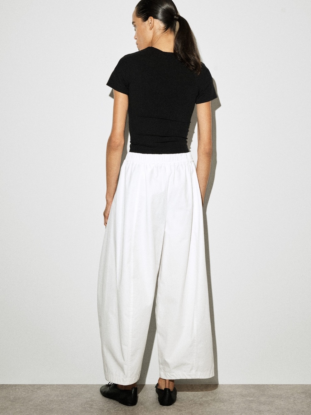 COS White Cotton Poplin Barrel Leg Pull-on Pants - Picture 5 of 9